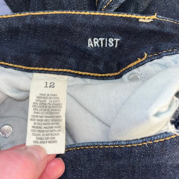 American Eagle Artist Crop Jeans Dark Wash Size 12 Professionally Hemmed - Picture 6 of 7